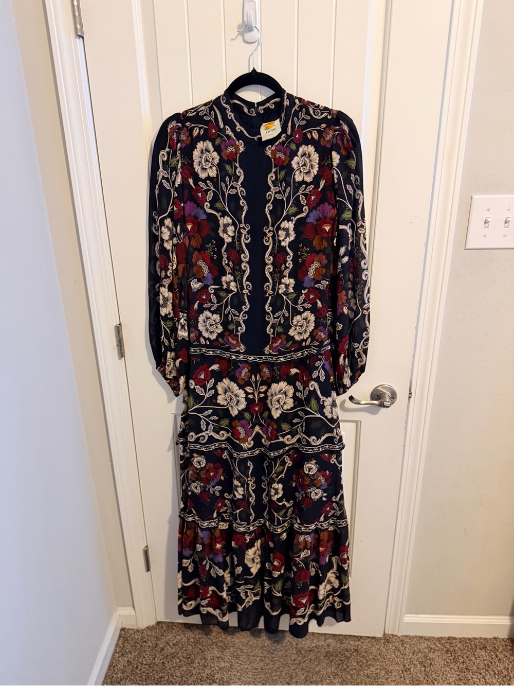 The Black Rococo Flowers Ruffled Maxi Dress by FARM Rio - Picture 5 of 8